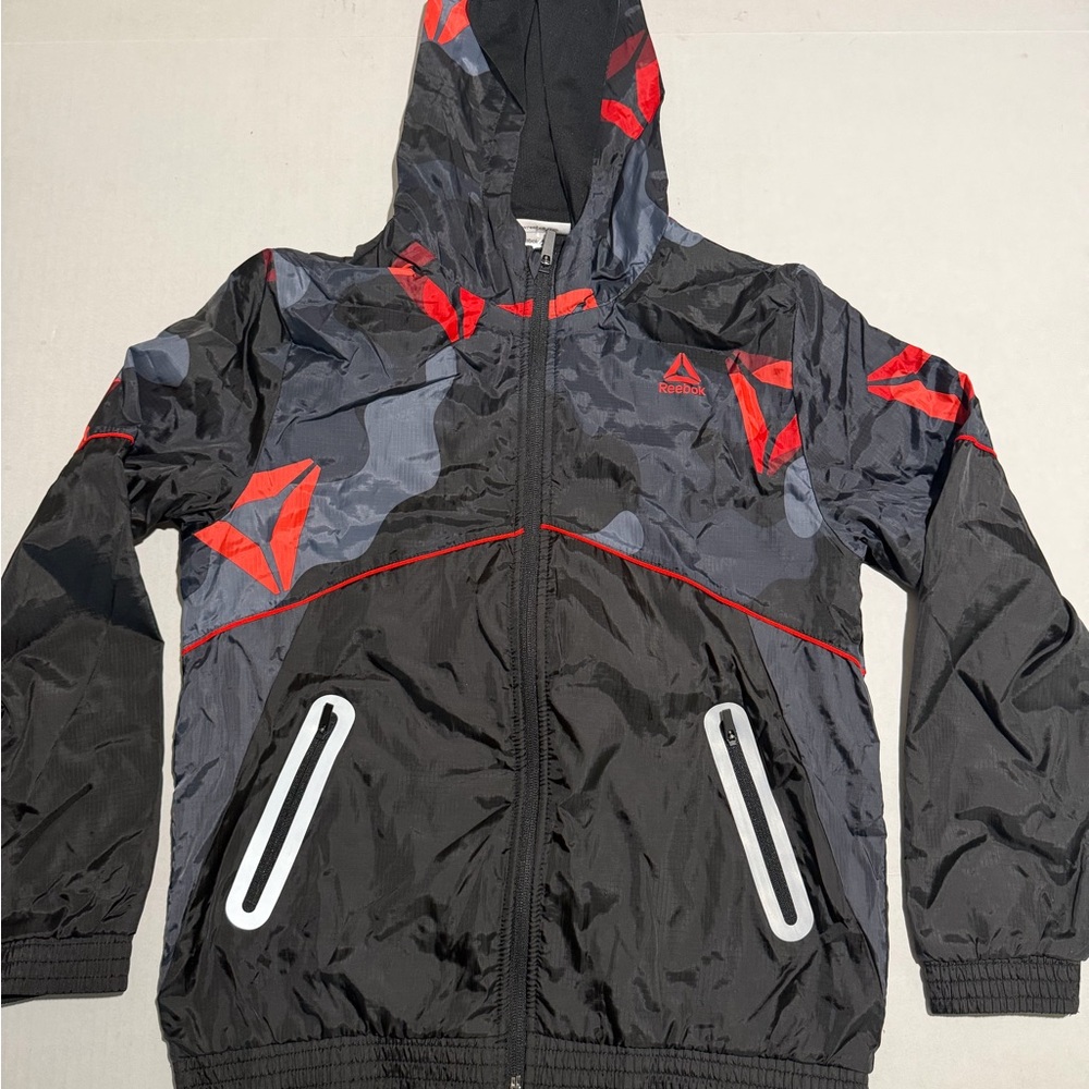 Reebok‎ black & red Windbreaker, ls Full Zip, Kids size 10-12